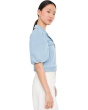 Puff Sleeve Cropped Denim Trucker Jacket