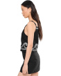 Embroidered Linen Crop Top in Black/White