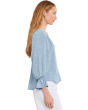 Petite 3/4 Sleeve Button Front Shirred Woven Top