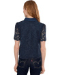 Lace Short Sleeves Hidden Placket Shirt