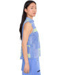 Geometric Plaid Short Stand Collar Partial Front Zipper