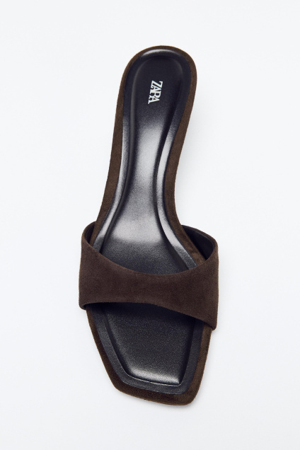 Zara ЗАМШЕВЫЕ МУЛЫ С КАБЛУКОМ 495698548-116-35