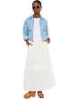 Tiered Woven Pull-on Lined Maxi Skirt