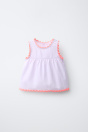 Zara ТОП ИЗ ПОПЛИНА С ГОФРИРОВАННЫМ КОНТРАСТНЫМ ПОДОЛОМ CASA LAWA X KIDS 505644500-602-18