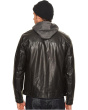Faux Leather Trucker with Jersey Hood and Fleece Lining