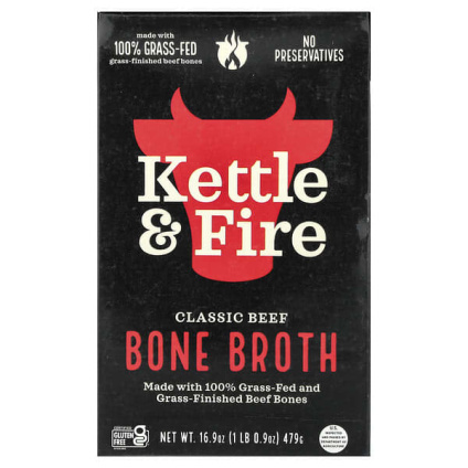 Kettle & Fire, костный бульон, классический говяжий вкус, 479 г (16,9 унции)