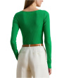 Rib-Knit Long-Sleeve Scoop Neck Tee