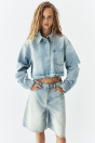 Zara УКОРОЧЕННАЯ джинсовая МАЙКА TRF светло-голубого цвета