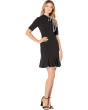 Knit Crepe Tie Neck Flounce Dress