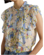 Floral Ruffle-Trim Georgette Shirt