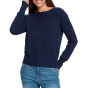 Strukturmuster-Pullover mit U-Boot-Ausschnitt, marine