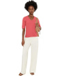 Double Layer V-Neck 1/2 Sleeve Rib Knit Top