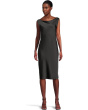 Sleeveless Low Back Drape Dress Below Knee