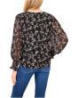 Long Sleeve Smocked Cuff Clip Dot Top