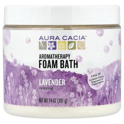 Aura Cacia, Ароматерапевтическая пена для ванны, расслабляющая лаванда, 14 унций (397 г)