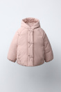 Zara ВОДОНЕПРОНИЦАЕМОЕ СТЕГАНОЕ ПАЛЬТО С БАНТАМИ розового ЦВЕТА