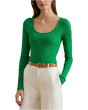 Rib-Knit Long-Sleeve Scoop Neck Tee
