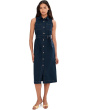 Sleeveless Collar Button-Down with Tie