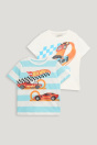 C&A Мультипакет из 2 комплектов - Hot Wheels - рубашка с коротким рукавом - полосатая 2251952 белого / светло-голубого цвета