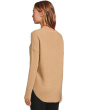 Cotton Cashmere - Round Neck Waffle Stitch Drop Shoulder Long Sleeve Sweater