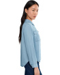 Petite Long Sleeve Denim Shirt With Pockets