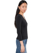 Ribbed Slub 3/4 Sleeve Surplice