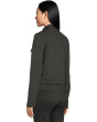 Ponte Twill - Zipper Closure Crop Jacket with Patch Pockets and Snaps Details