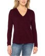 Long Sleeve V-Neck Knit Top W/ Shirring