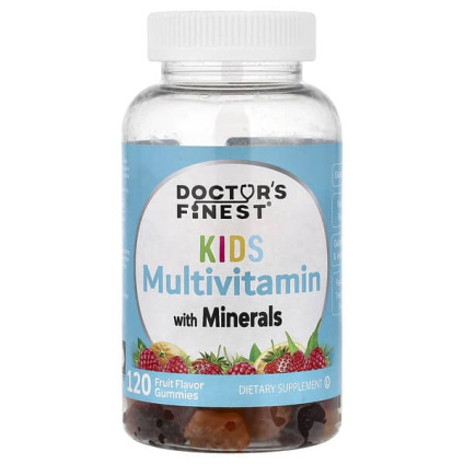 Doctors Finest, мультивитамины с минералами для детей, фруктовый вкус, 120 жевательных таблеток