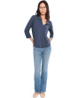 3/4 Sleeve Split Neck Mandarin Tee
