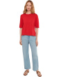 In The Fray - Short Sleeve Crew Neck Sweater With Fringe Detail