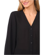 V-Neck Button Front Long Sleeve Top