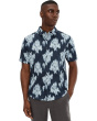 Blurred Roses Short Sleeve French Placket Shirt