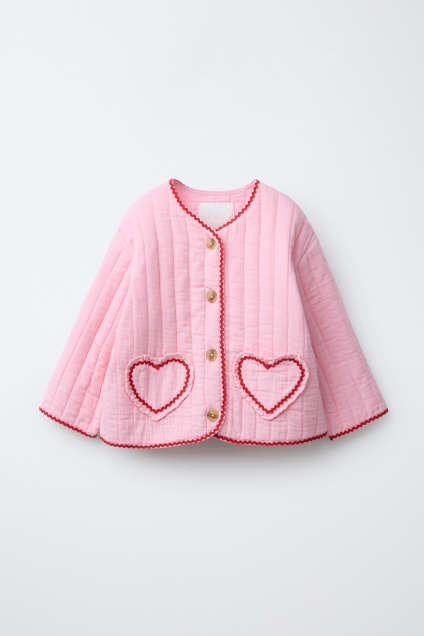 Zara СТЕГАНАЯ КУРТКА С СЕРДЕЧКАМИ 495684757-637-18