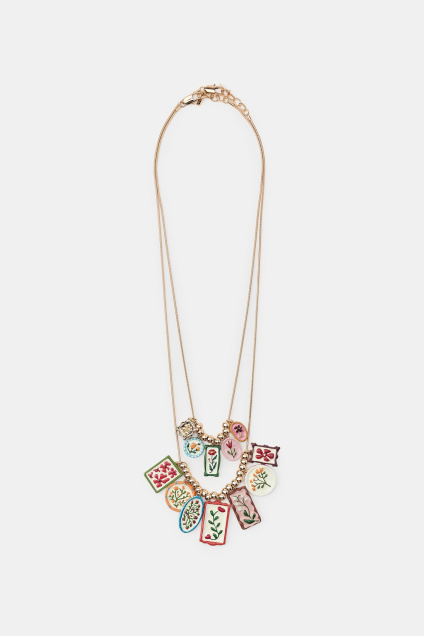 Zara ДВОЙНЫЕ КОЛЬЕ ИЗ СМОЛЫ С ЦВЕТОЧНЫМИ ПОДВЕСКАМИ 508998319-303-3