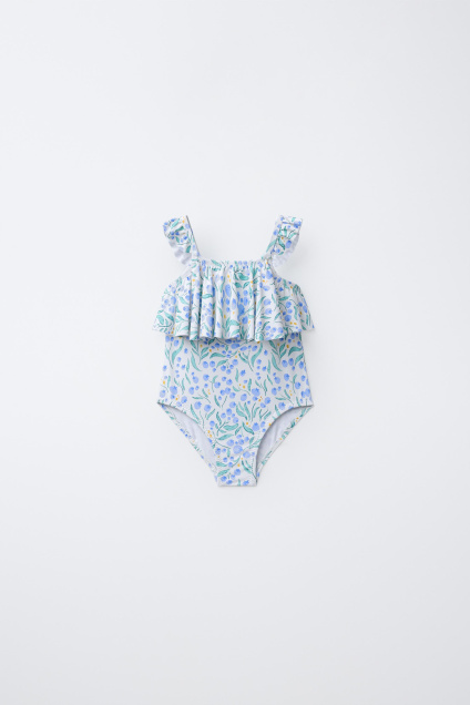 Zara 2-6 ЛЕТ/ КУПАЛЬНИК С ВОЛАНАМИ ИЗ ЛИСТЬЕВ 498003222-400-24