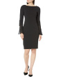 Chiffon Bell Sleeve Sheath Dress