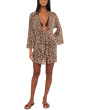 Safari Leopard Stretch Mesh Tie Front Tunic