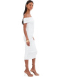 Sleeveless Cowl Neck Side Shirred Dress Below Knee