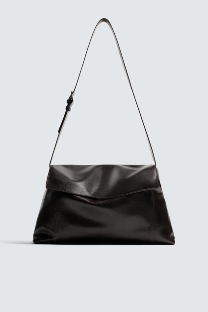 Zara Кожаная СУМКА-накидка XL 498252806-700-3