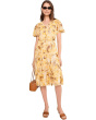 Sleeve Short Floral Self Tie Dress