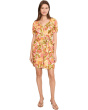 Short Sleeve Shirred Button Front Woven Dress with Pockets
