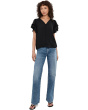 Double Flutter Sleeve Shirred Shoulder Top