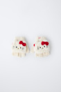 Zara Перчатки БЕЗ ПАЛЬЦЕВ С ВЫШИВКОЙ HELLO KITTY SANRIO кремового цвета