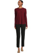 Cotton Cashmere - Round Neck Waffle Stitch Drop Shoulder Long Sleeve Sweater