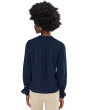 Long Sleeve Half Placket Smocked Top