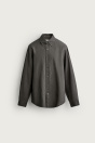 Zara РУБАШКА ОБЫЧНОГО ПОКРОЯ ИЗ 100% ЛЬНА ТЕМНОГО ЦВЕТА хаки