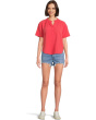 Short Sleeve Ruffle Neck Henley Top