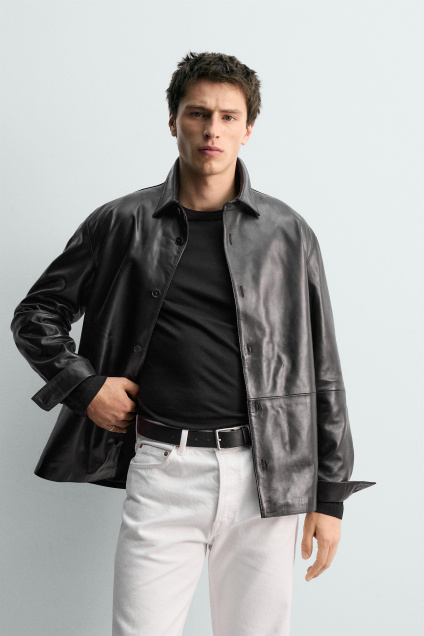 Zara ВЕРХНЯЯ РУБАШКА ИЗ КОЖИ НАППА 508031579-800-2
