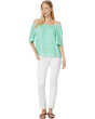 Cropped Bell Sleeve Woven Top with Lace Trim